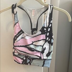 FP Movement by Free People Abstract Print Sports Bra - Pink, Black, White
